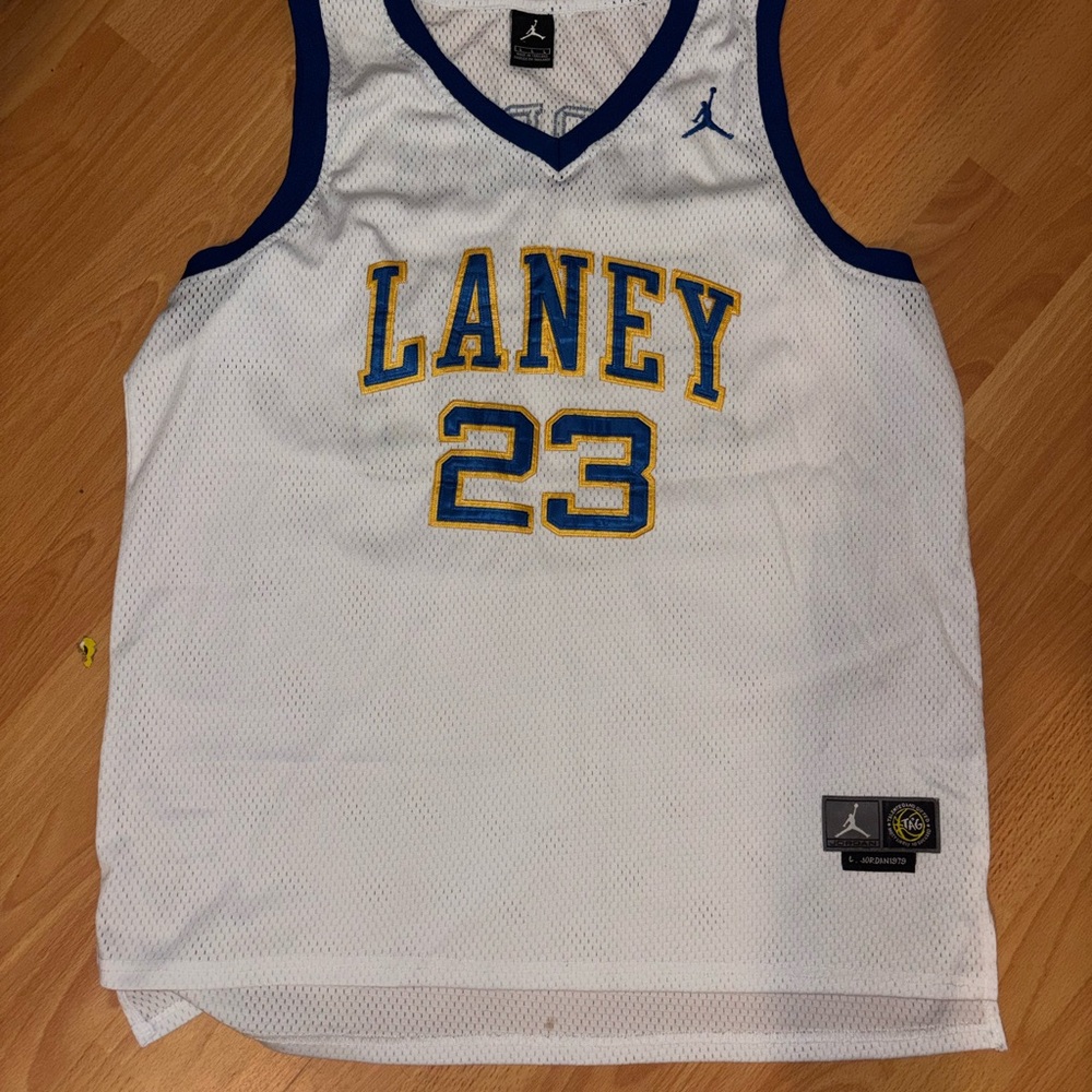 Jordan Laney High School Michael Jordan White Blue #23 Jersey Size L